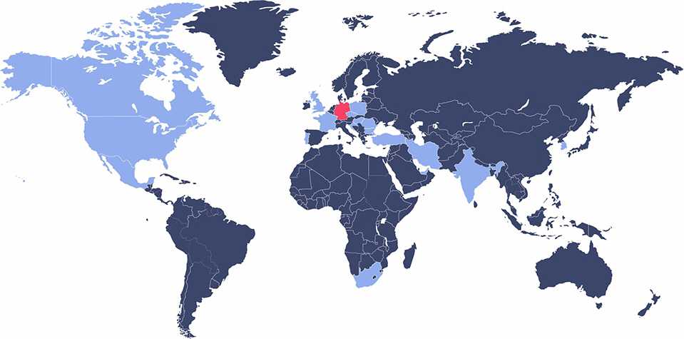 Weltkartenansicht von Sigma Laser GmbH Standort sowie den ausl�ndischen vertriebsl�nder.